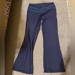 Lucy Navy Yoga Pants Teal Side Stripes Small Short 28” Inseam